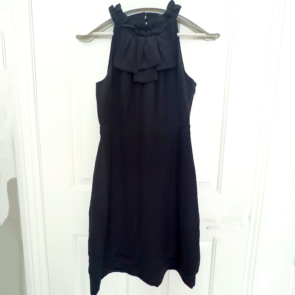 100% Silk Mini Dress from JACOB Halter Layered Black Lined Woman’s Size 4 Y2K